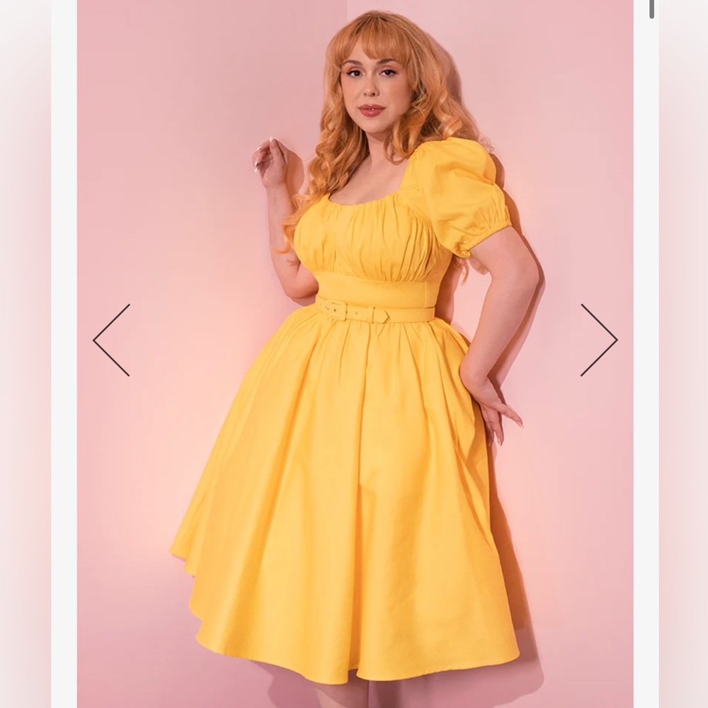 NWT Vixen by Micheline Pitt Yellow Lakeland dress